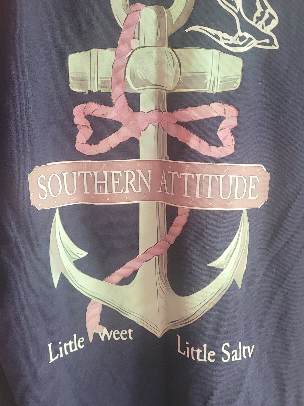 Womens Navy Anchor Tee with Pink Accent